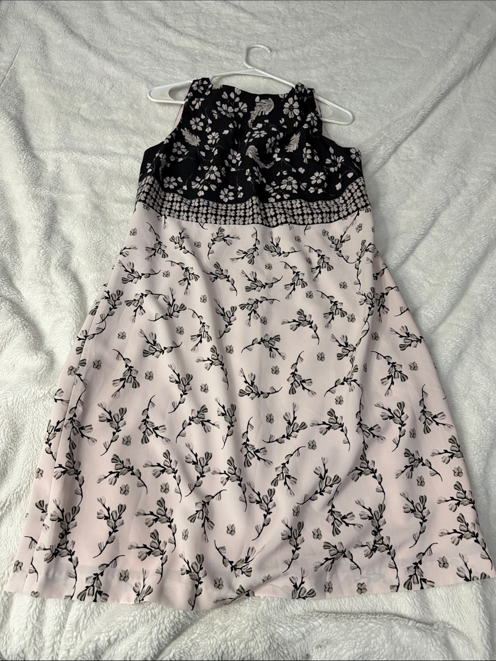 Karl Lagerfeld Black & Blush Floral A-Line Dress